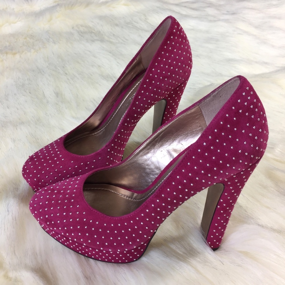 BCBGeneration Pink Suede Studded Pumps 6B